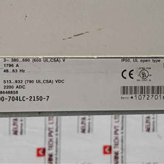 Abb Acs800-704Lc-2150-7 Frequency Converter 68648858 380–690V Ac 1796 A
