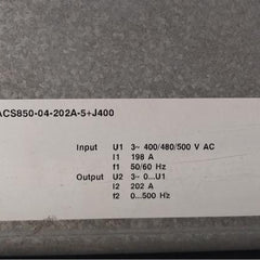 ABB ACS850-04-202A-5+J400 AC Drive Module 3-Phase 400/480/500 VAC 198A 50/60Hz