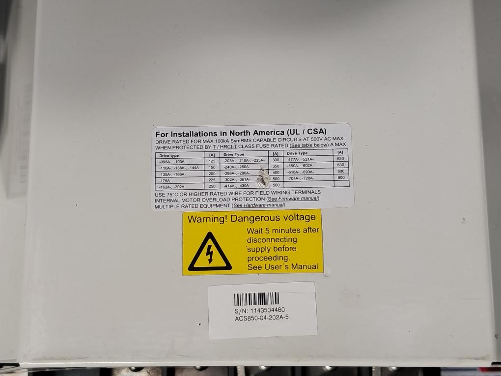 ABB ACS850-04-202A-5+J400 AC Drive Module 3-Phase 400/480/500 VAC 198A 50/60Hz