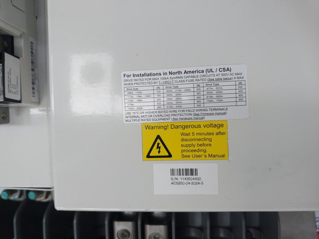 Abb Acs850-04-202a-5+j400 Ac Drive Module Rrfc6622 64686801 C 400/480/500v Ac