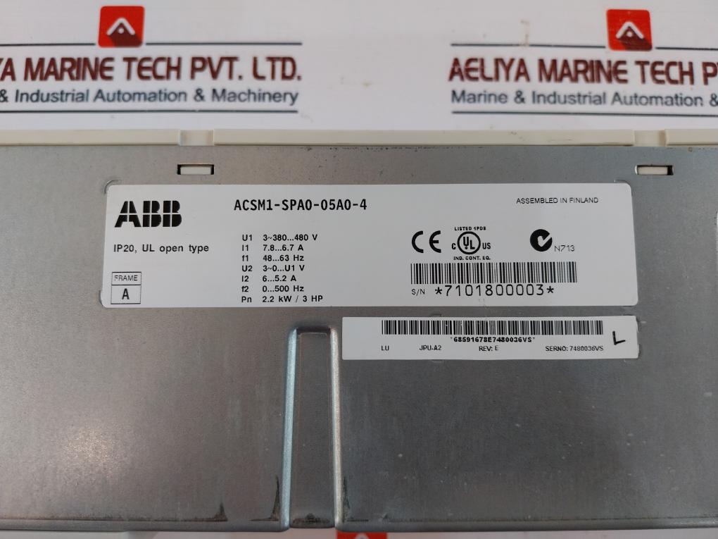Abb Acsm1-spa0-05A0-4 Power Unit Type Acsm1-04 Drive Module Ip20 48-63Hz