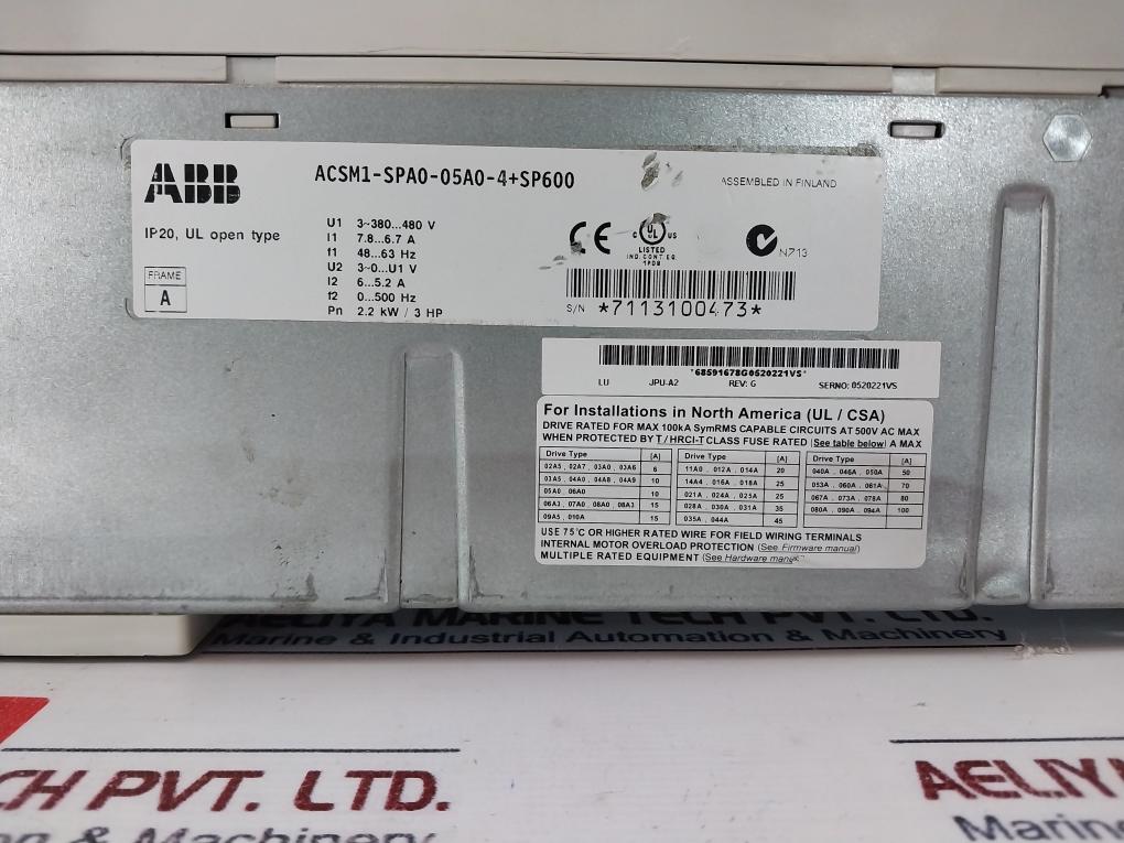 Abb Acsm1-spa0-05a0-4+sp600 Drive Module