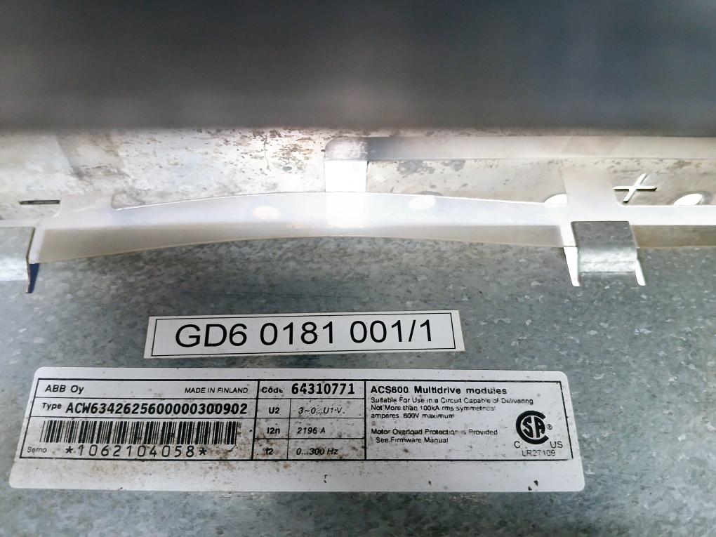 Abb Oy Acw6342625600000300902 Multidrive Module Acs600 64310771 2196A 0-300Hz