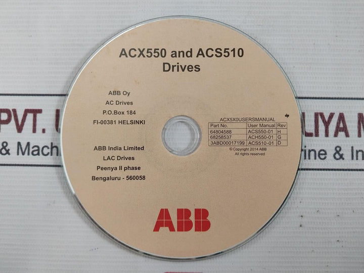 Abb Acx550 And Acs510 Drives Compact Disc Cd 3Abd00017199 Rev. H,G,D
