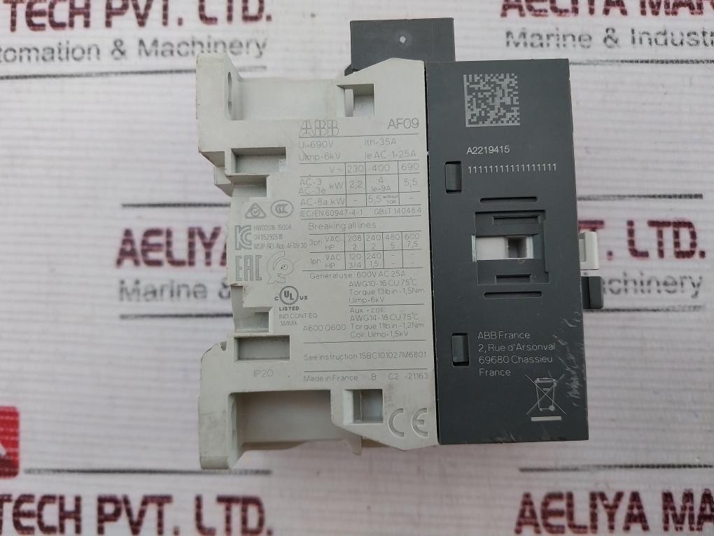 Abb Af09-30-10-11 Magnetic Contactor 35A 690V