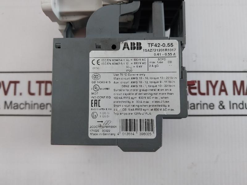 Abb Af09-30-10-13 Contactor With Overload Relay B C2-14248 9-11 Lb-in D300/q600