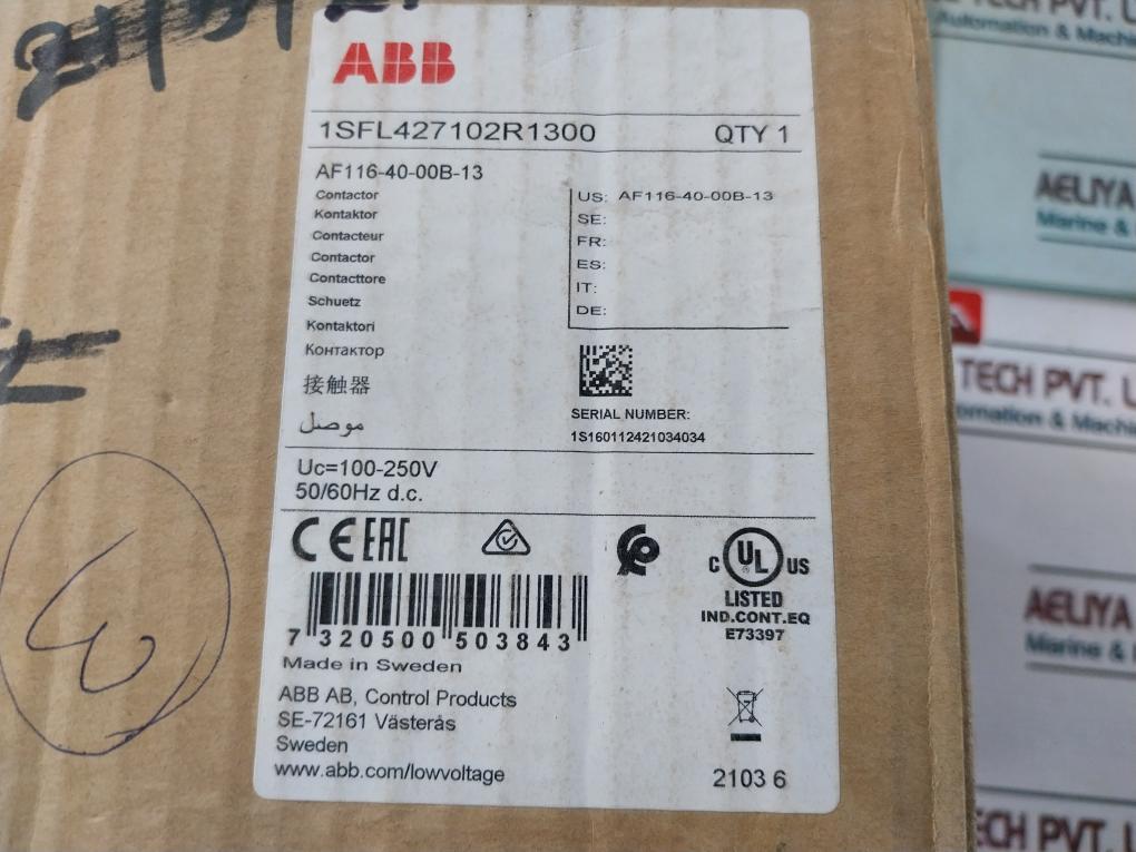 Abb Af116-40-00B-13 Contactor 100-250V 50/60Hz