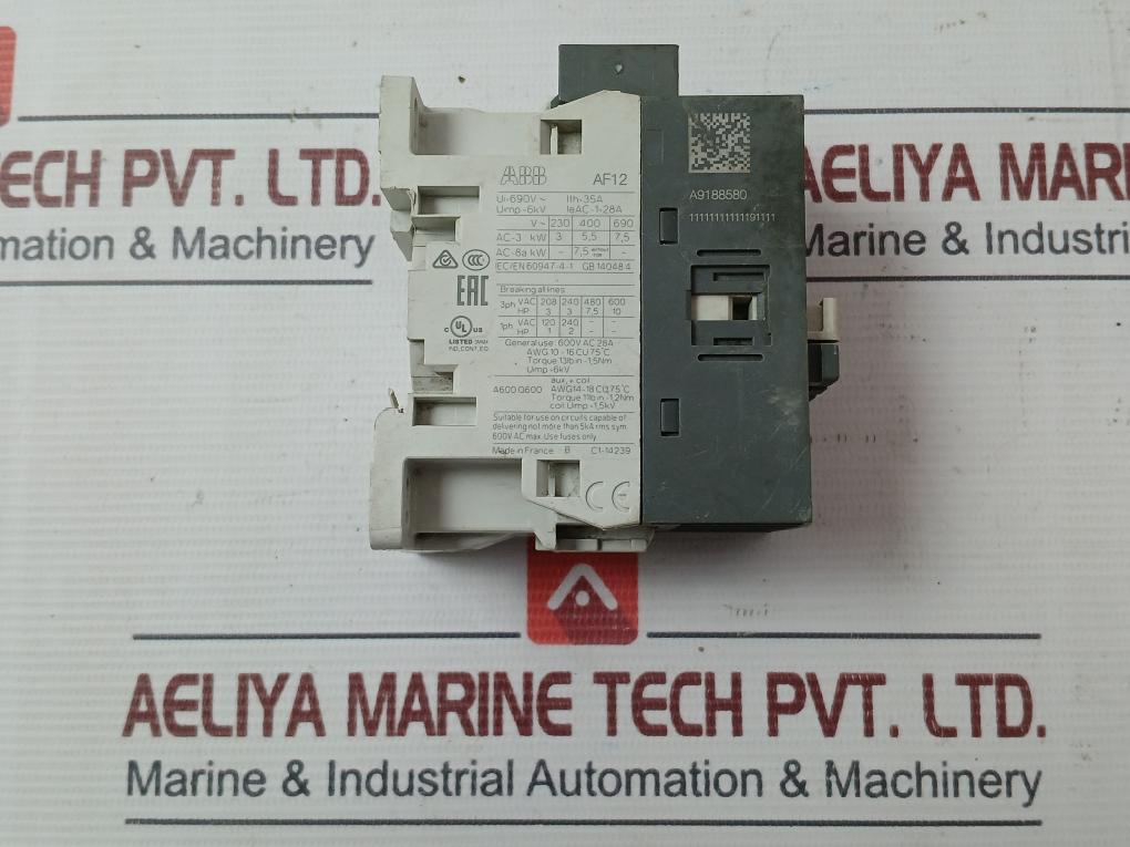 Abb Af12-30-10-13 Contactor 100-250V 50/60Hz-dc Coil Uimp=1,5Kv