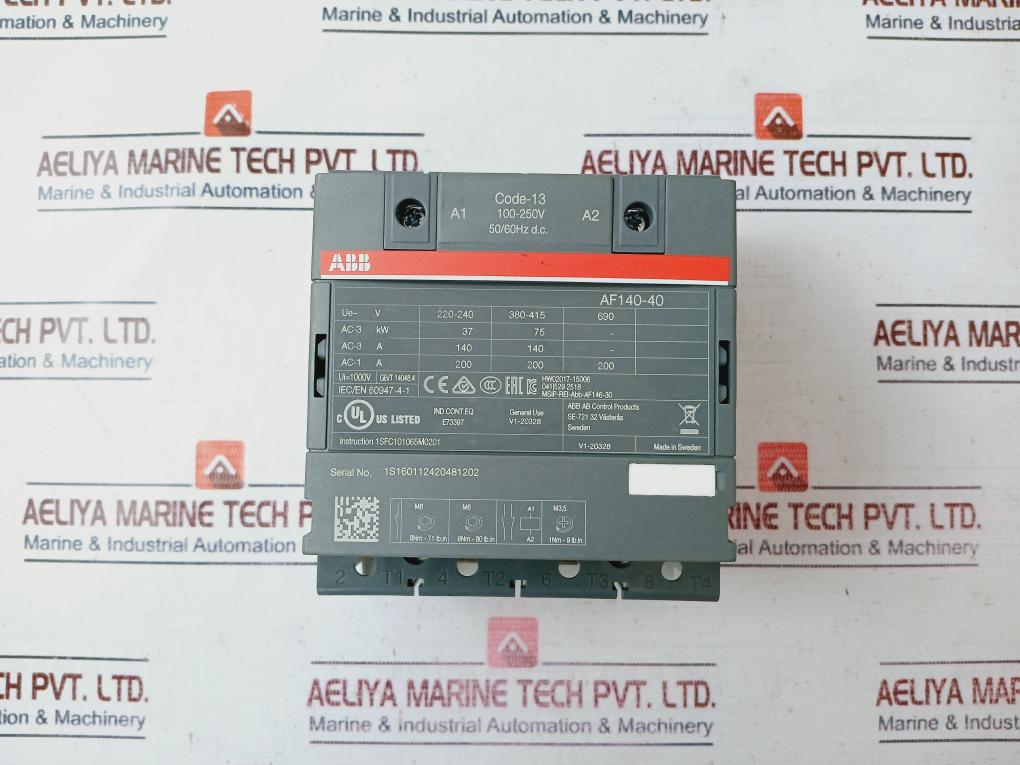 Abb Af140-40-00B-13 Contactor 1Sfl447102R1300 1000V
