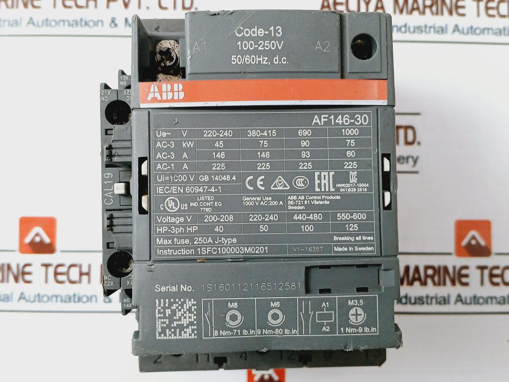 Abb Af146-30 Contactor 200A
