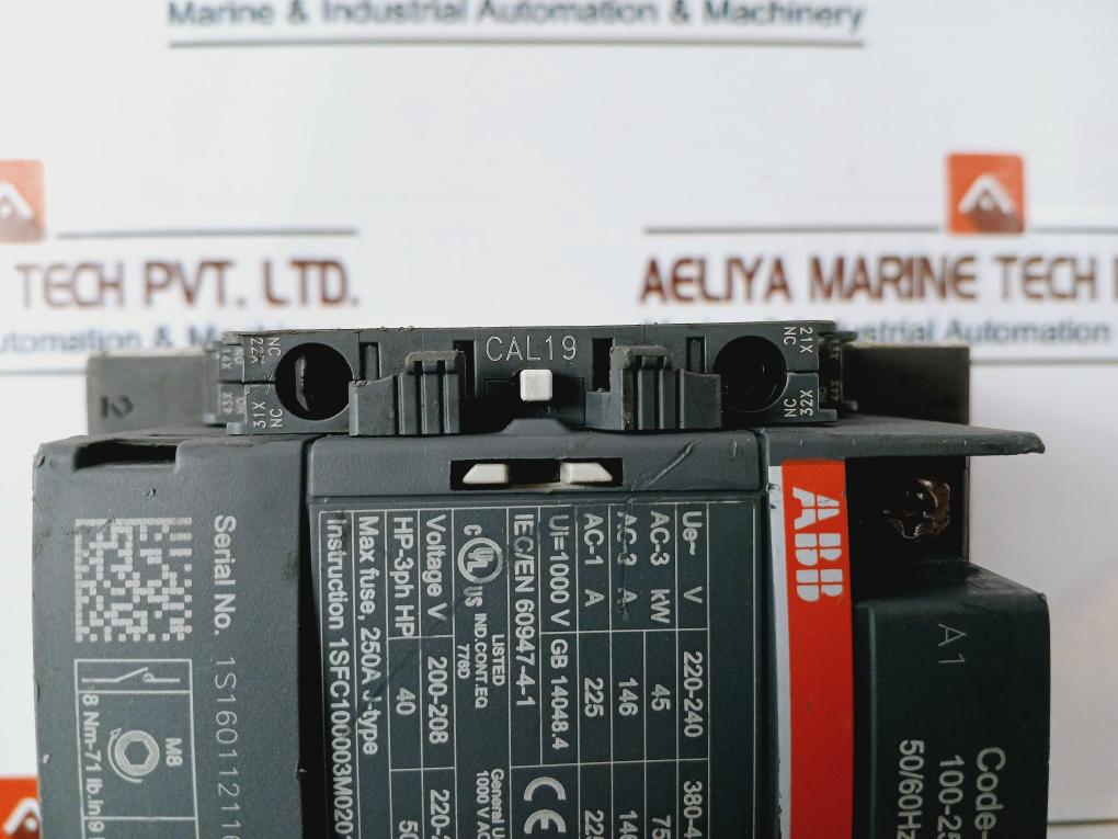 Abb Af146-30 Contactor 200A 100-250V 50/60Hz