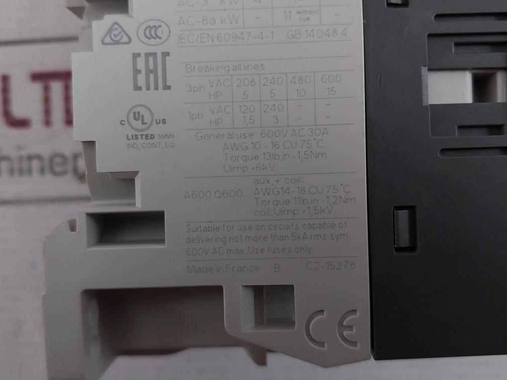 Abb Af16-30-01-13 Contactor 100-250V 50/60Hz-dc 690V 35A 6Kv 600Vac 30A