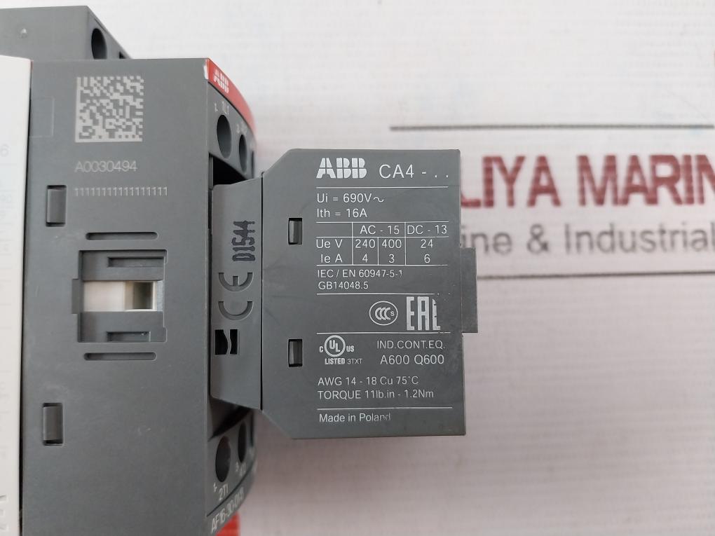 Abb Af16-30-01-13 Contactor With 1 Built-in Auxiliary Contact A0030494 100-250V