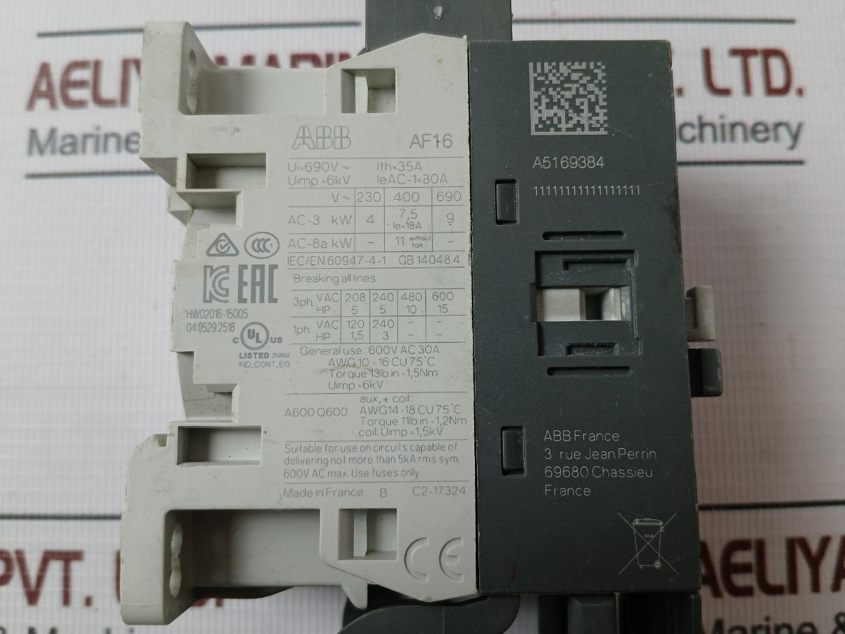 Abb Af16-30-10-11 Af Contactor With Thermal Overload Relay Te42-5.37 690Vac Ip20