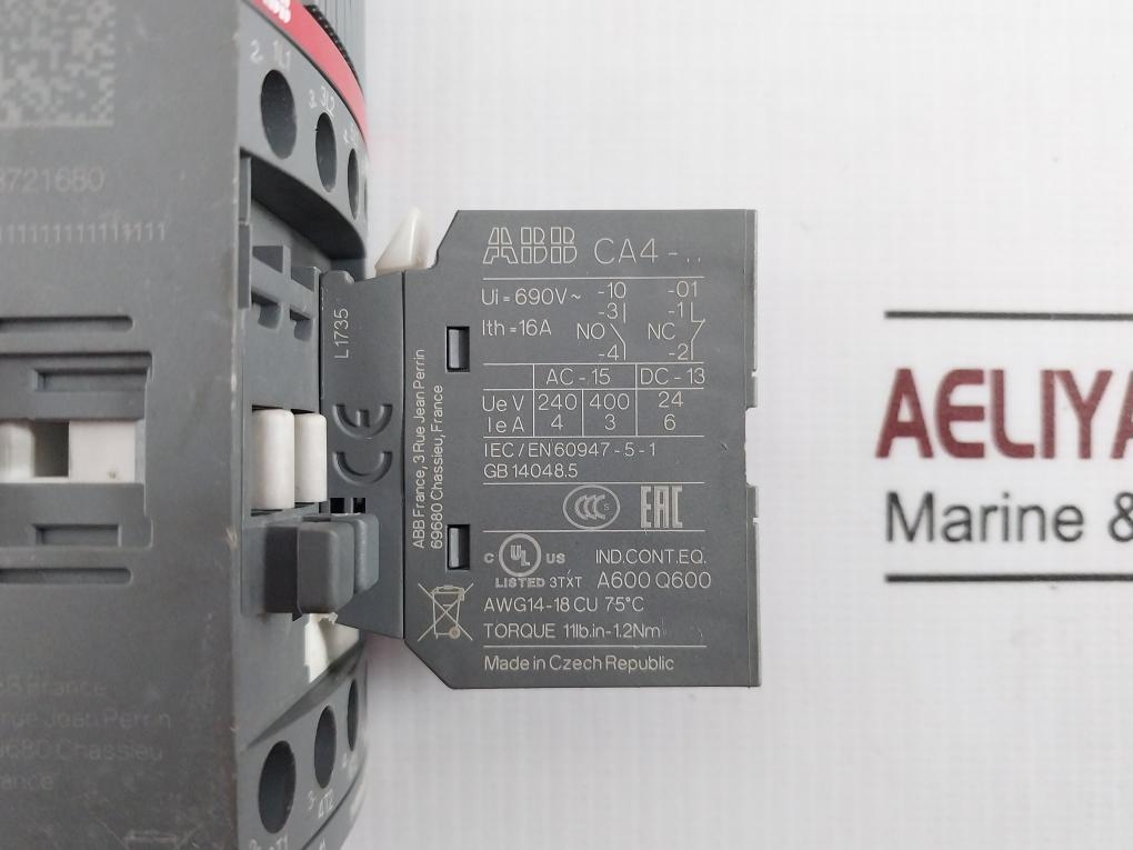 Abb Af16-30-10-11 Contactor 24-60V 50/60Hz 20-60Vdc 690V~ 35A 6Kv 600Vac 30A Ip20