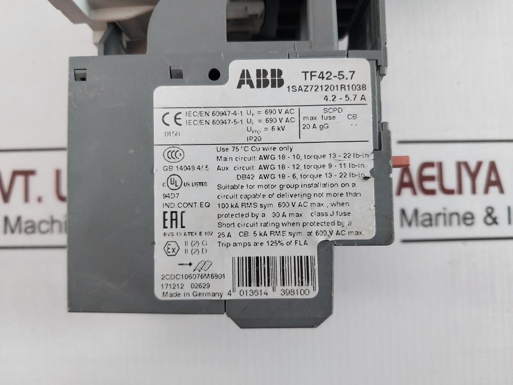 Abb Af16-30-10-11 Contactor 24-60V 50/60Hz 20-60Vdc 690V~ 35A 6Kv 600Vac 30A Ip20