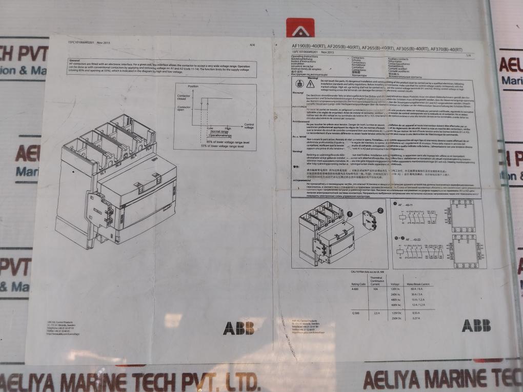 Abb Af190-40 Contactor 100-250v 50/60hz