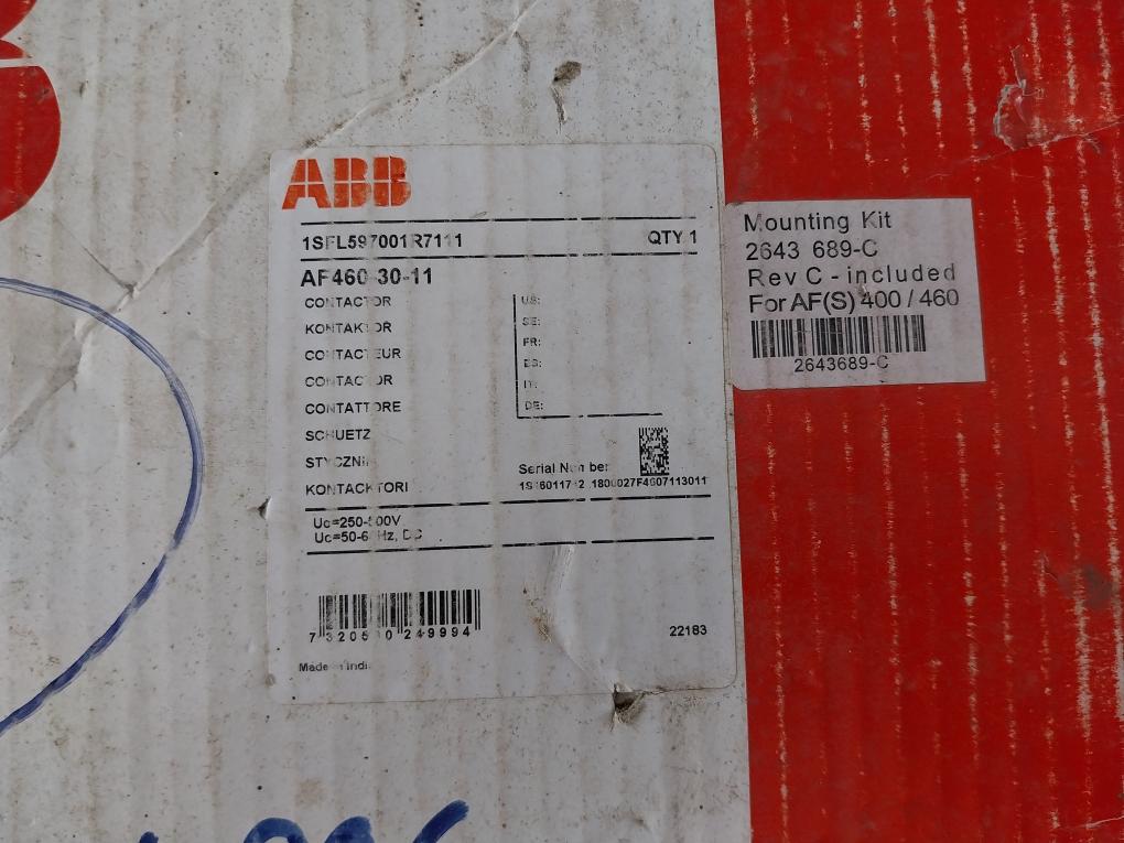 Abb Af460-30-11 Contactor 700A 1000V Ip20