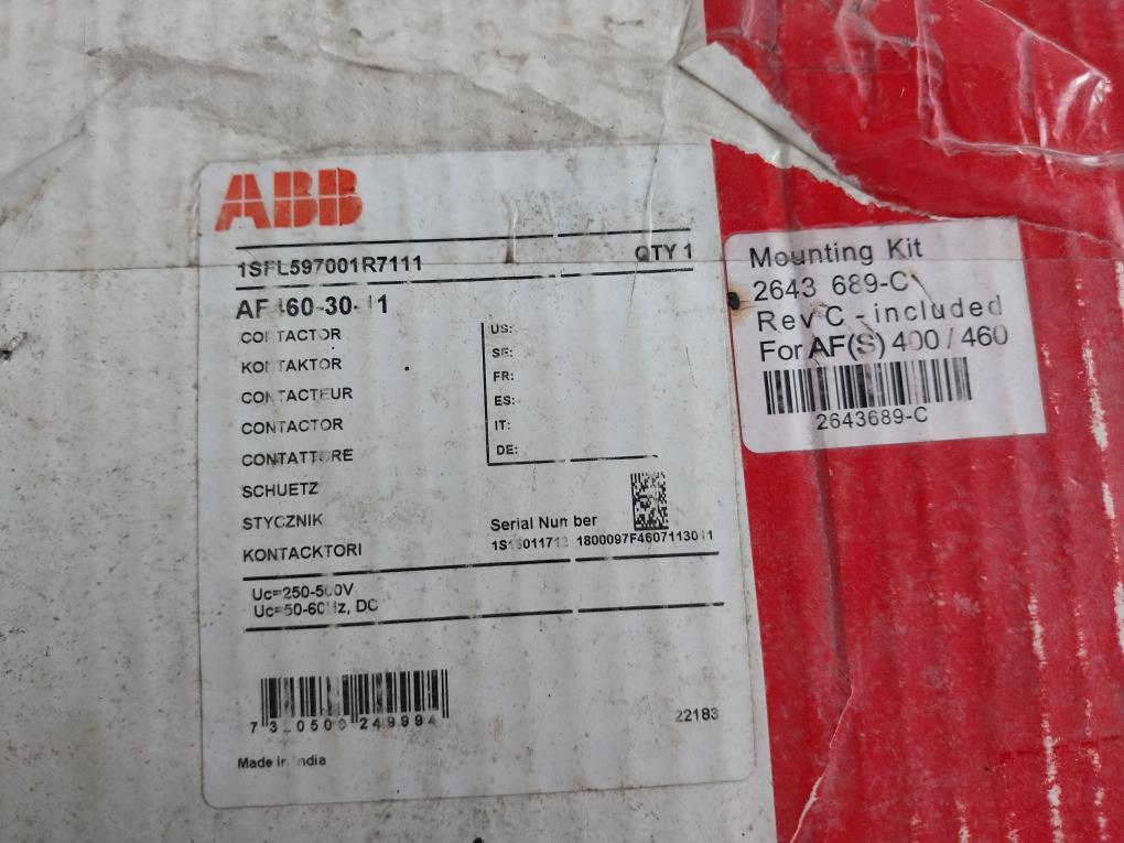 ABB AF460-30-11 Contactor IP20 50/60Hz