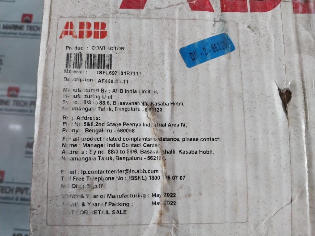 Abb Af460-30-11 Contactor Ip20 50/60Hz