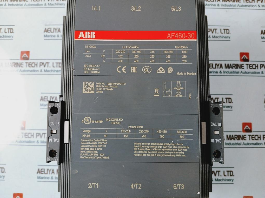 Af460 Abb Af460-30 Motor Ac/Dc Contactor 3 Pole 50/60Hz – Aeliya Marine Tech