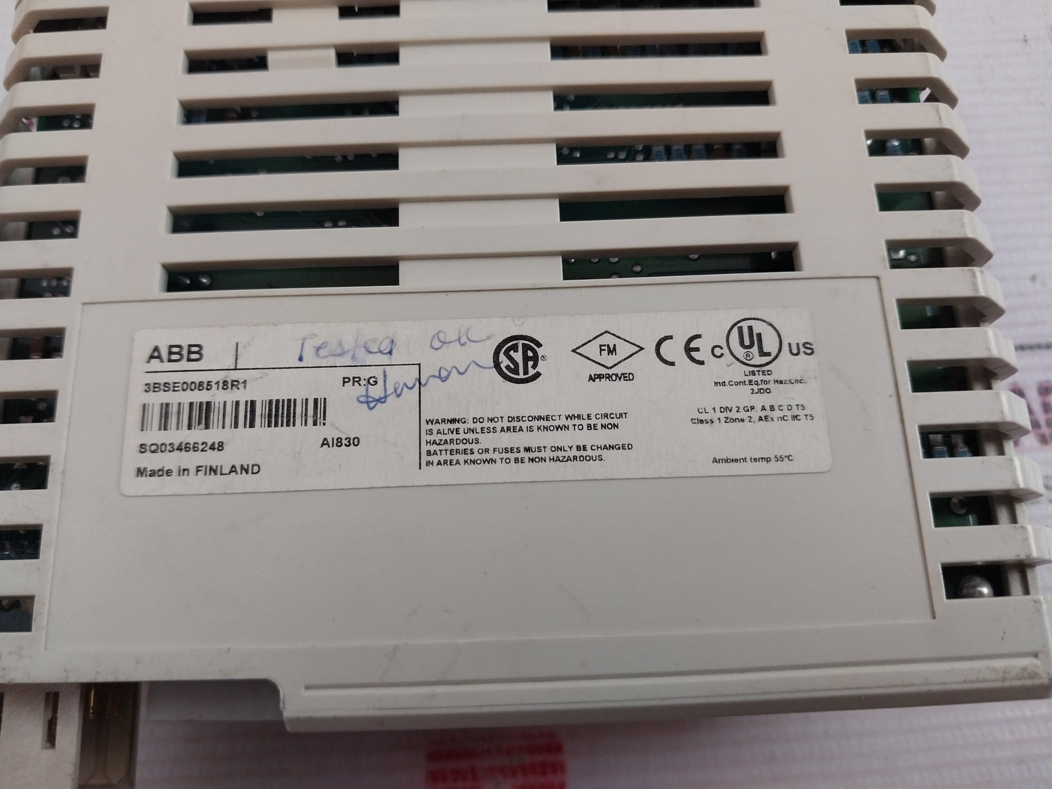 Abb Ai830 Analog Input Module 3Bse008518R1 Sq03466248 Pr: G 3Bsc 930 119R