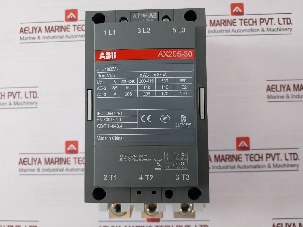 Abb Ax205-30 Contactor 1000V- 275A Iec 60947-4-1 Su02082-14006 110-120V 60Hz