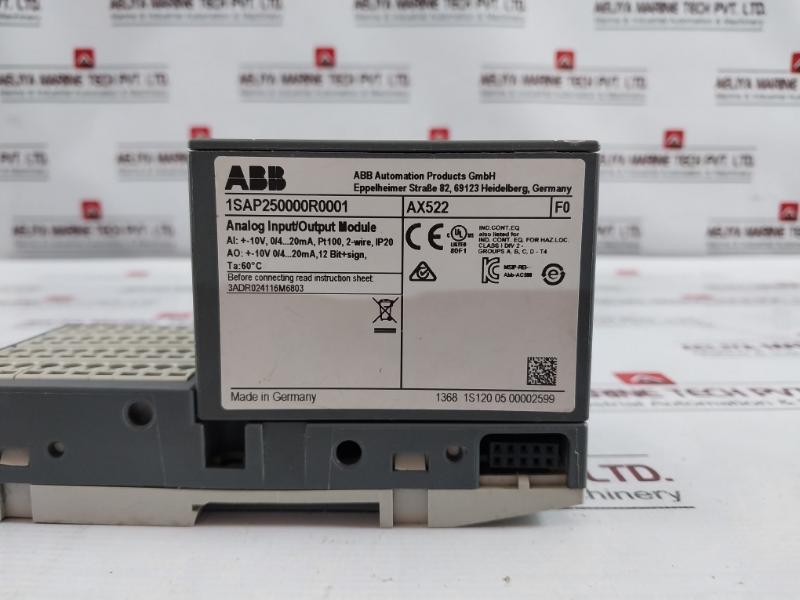 Abb Ax522 Analog Input/Output Module 24V Dc 5W Ip20 1Sap250000R0001