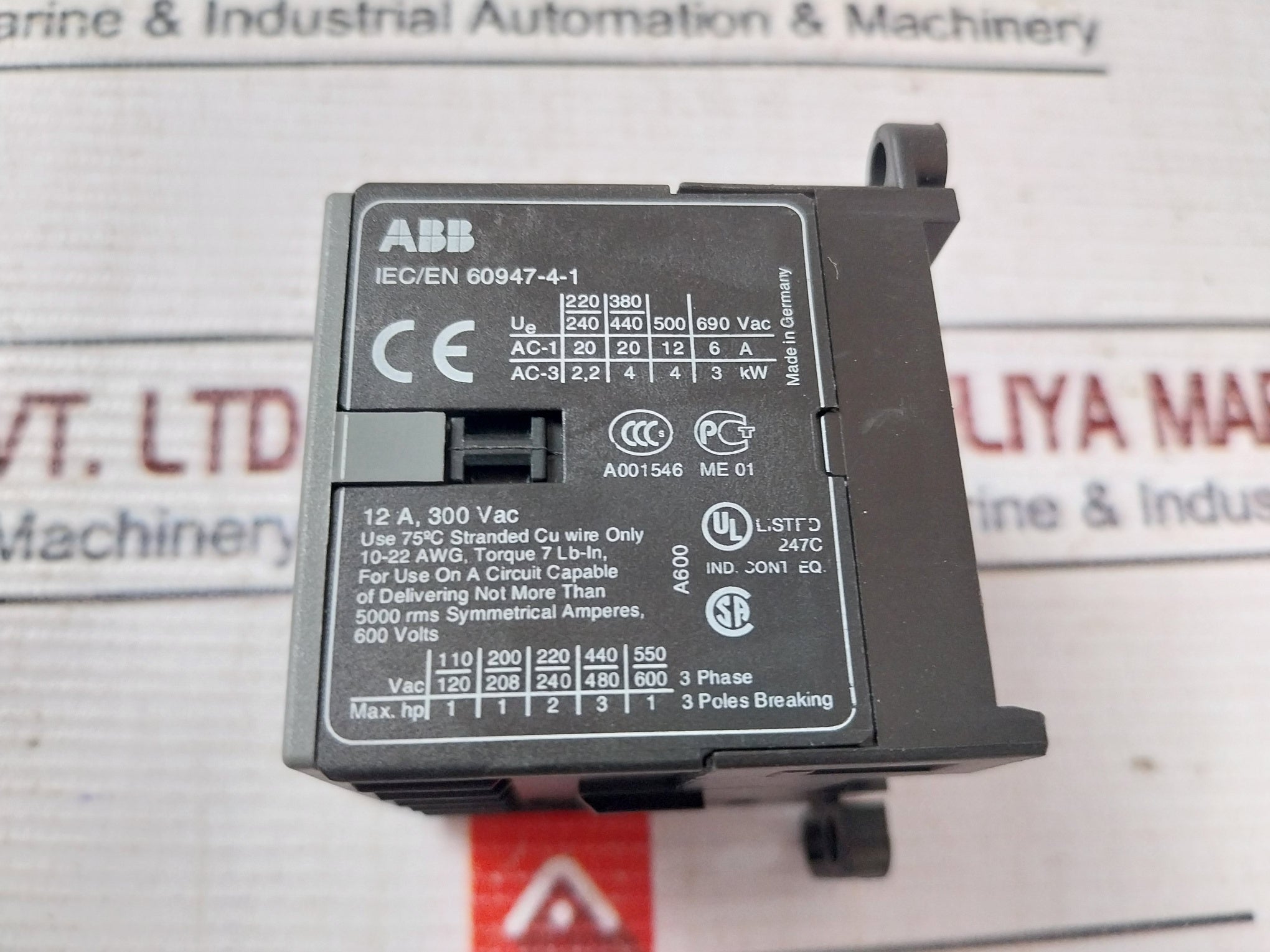 Abb B6-30-01 Mini Contactor 12A 300 Vac 2950Minmo408