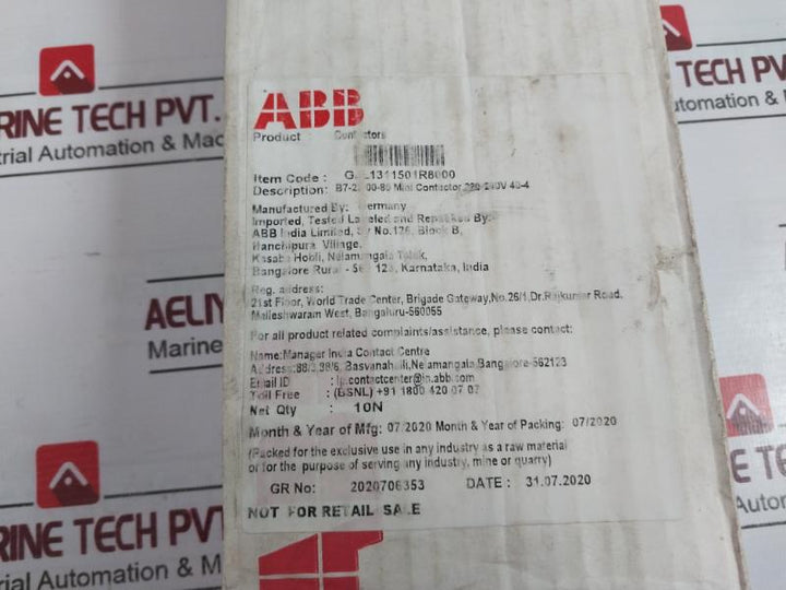 Abb B7-22-00-80 Mini Contactor 16A 600V Ac A600 220-240V 40-450Hz