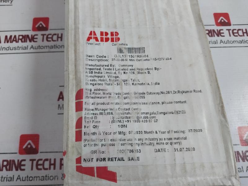Abb B7-22-00-84 Mini Contactor 16A,600V Ac 110-127V 40-450 Hz 75C