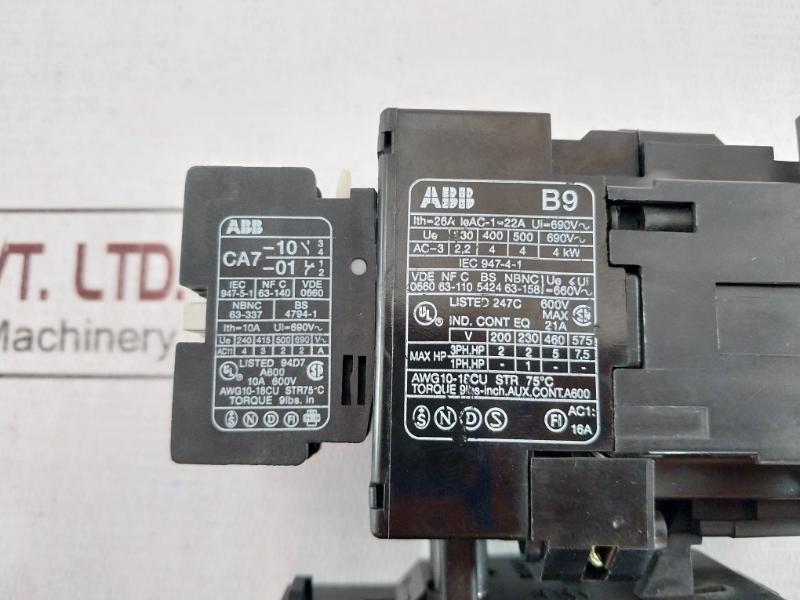Abb B9 Contactor With T25 Du Thermal Overload Relay 26A 690V Ac