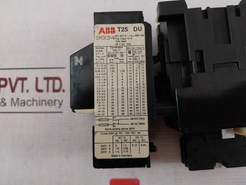 Abb B9 Contactor With T25 Du Thermal Overload Relay 26A 690V Ac