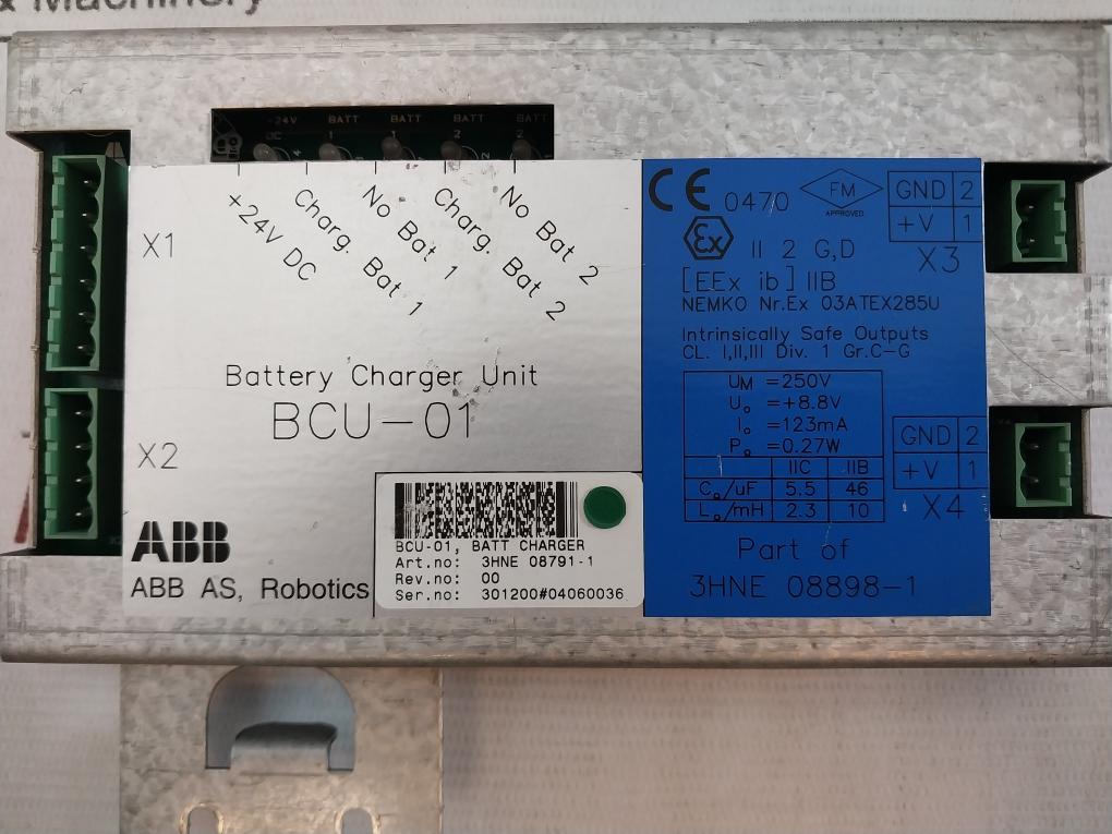 Abb Bcu-01 Charger Unit 3Hne 08791-1 Rev 00 24V Dc 3Hne 08898-1 250V