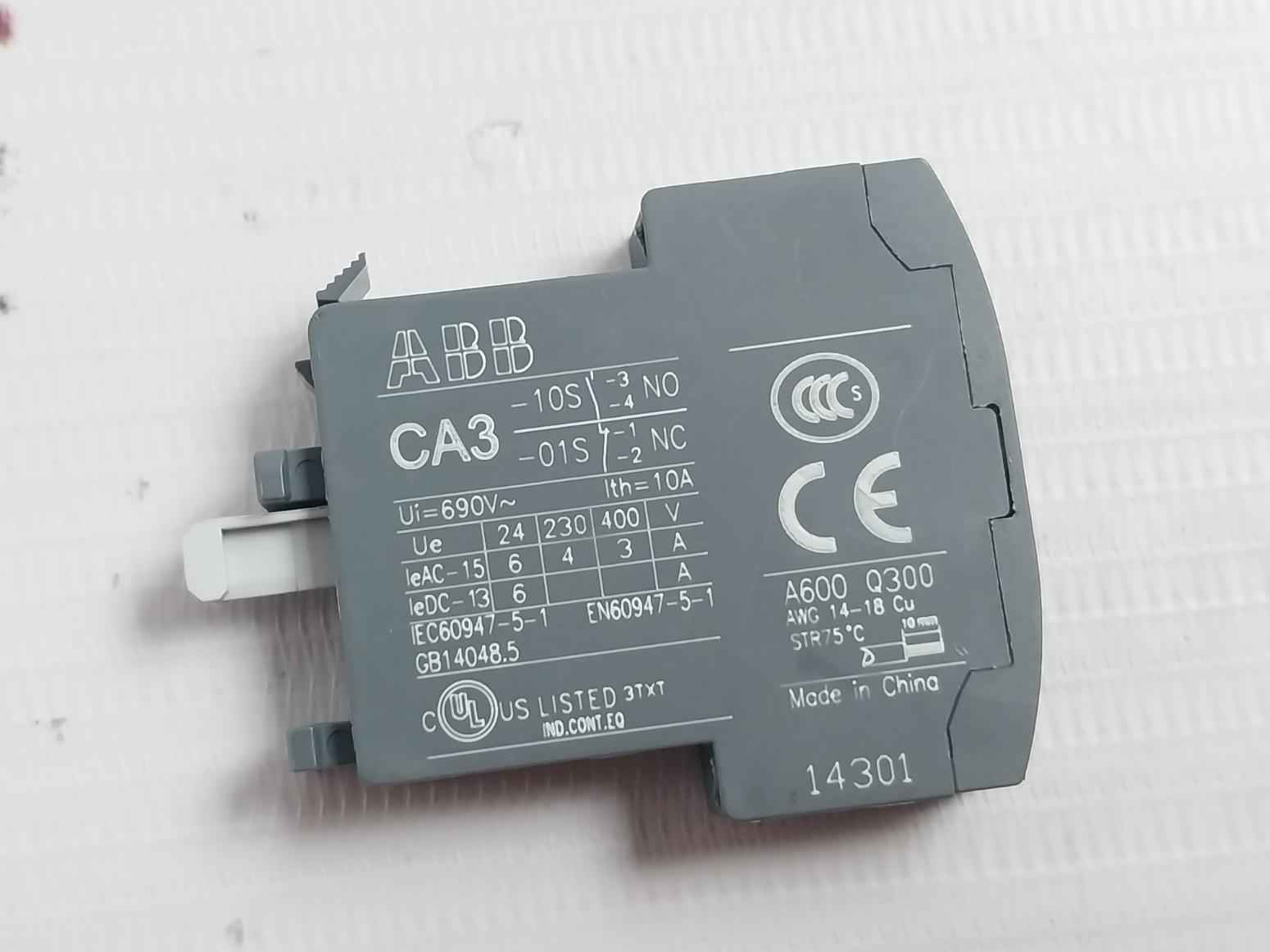 Abb Ca3-01S Auxiliary Contact Block 690V 10A 1Sbc101020M9701