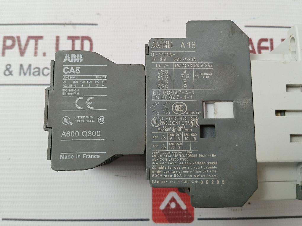 Abb Ca5-31E Contactor Auxiliary Contact Block 30A 600Vac Max