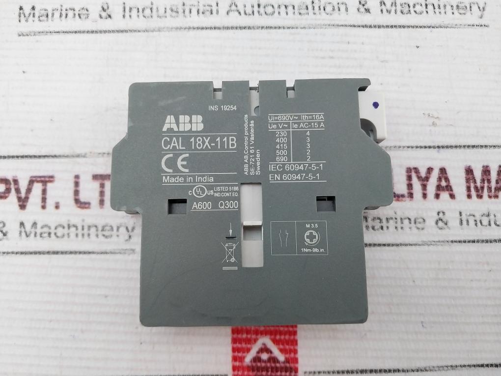 Abb Cal 18X-11B Auxiliary Contacts 16A 690V Ac 1Sfn019820R3311