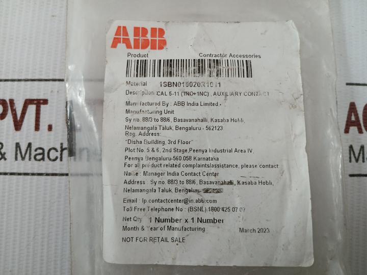 Abb 16A Auxiliary Contact Block Cal5-11