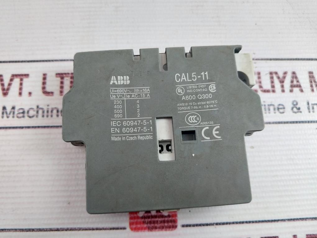 Lot Of 2X Abb Cal5-11 Auxiliary Contact 16A 690V