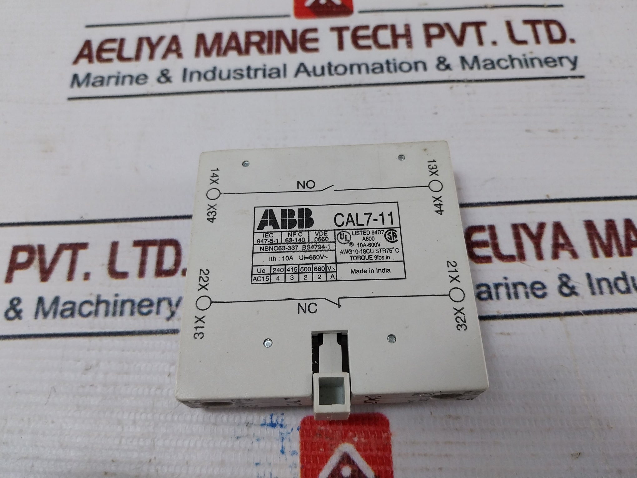 Abb Cal7-11 Auxiliary Contact Block 10A-600V