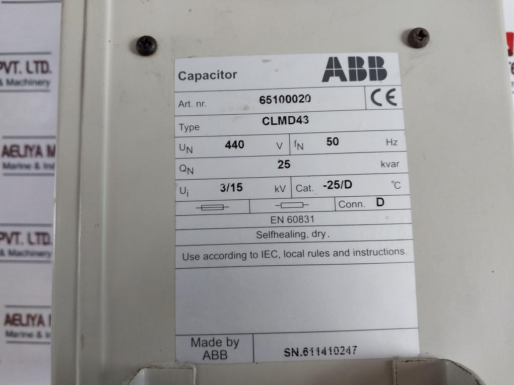 Abb Clmd43 Capacitor 440V 25 Kvar