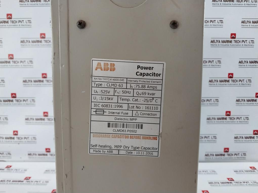 Abb Clmd 63 Power Capacitor 1Hyc414000-045 75.88 Amps 50Hz