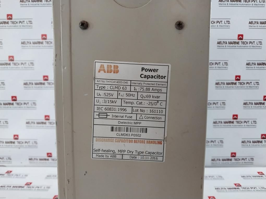 Abb Clmd 63 Power Capacitor 1hyc414000-045 75.88 Amps 50hz