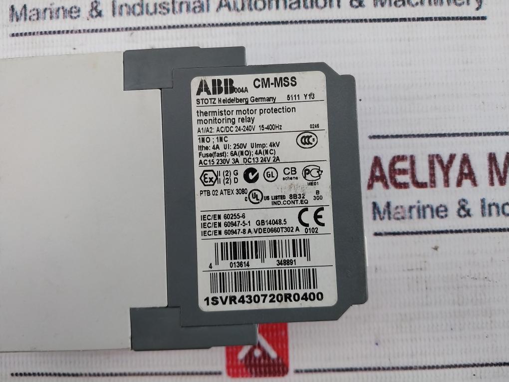 Abb Cm-mss Thermistor Motor Protection Monitoring Relay 1Svr430720R0400