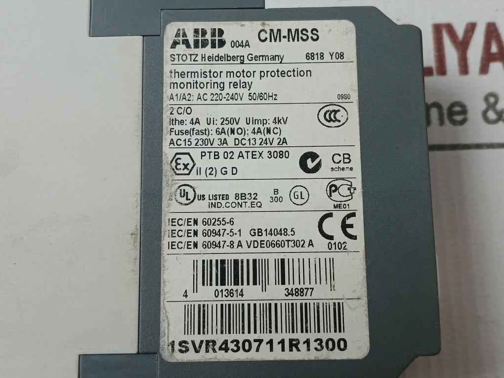 Abb Cm-mss Thermistor Motor Protection Relay 220-240V 50/60Hz