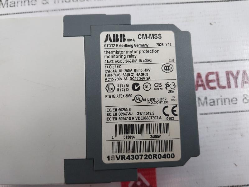 Abb Cm-mss Thermistor Motor Protection Relay Ac/Dc 24-240V 15-400Hz 250V