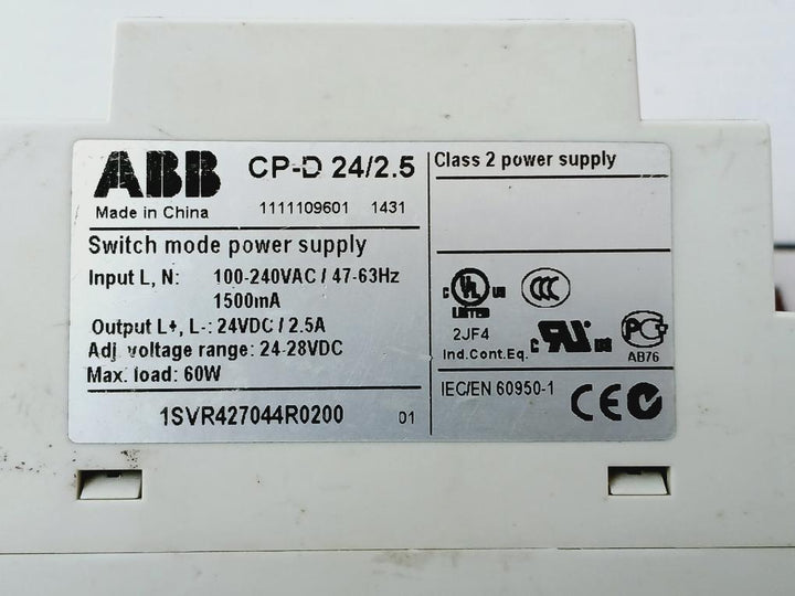 Abb Cp-d 24/2.5 Switch Mode Power Supply 100-240Vac 47-63Hz