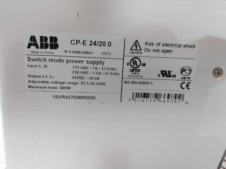 Abb Cp-e 24/20.0 Switch Mode Power Supply 1Svr427036R0000 480W