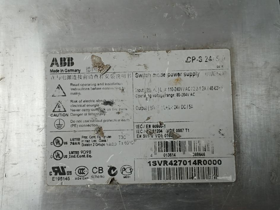 Abb Cp-s 24/5.0 Switch Mode Power Supply 24V Dc/5A 85-264V Ac