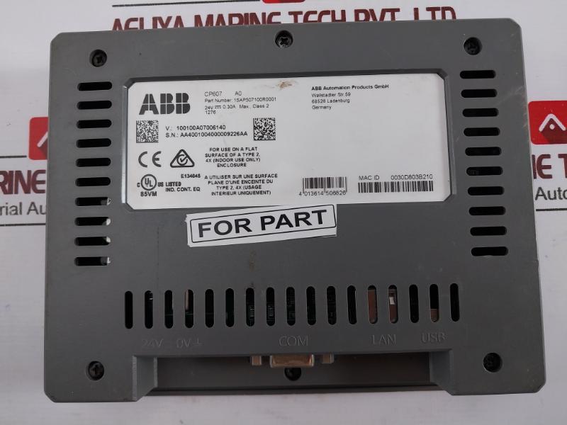 Abb Cp607 1Sap507100R0001 Touch Screen Control Panel 24Vdc 0.30A